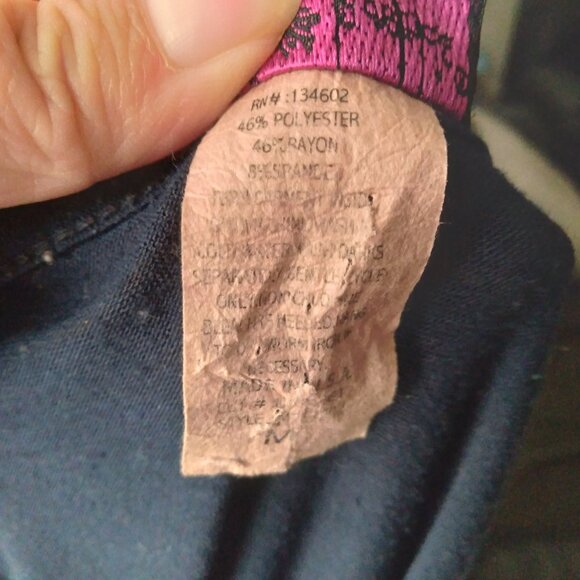 Vintage Y2K Agenda Navy Blue Smocked Top with Leopard Floral Graphic Size Medium - Picture 5 of 5